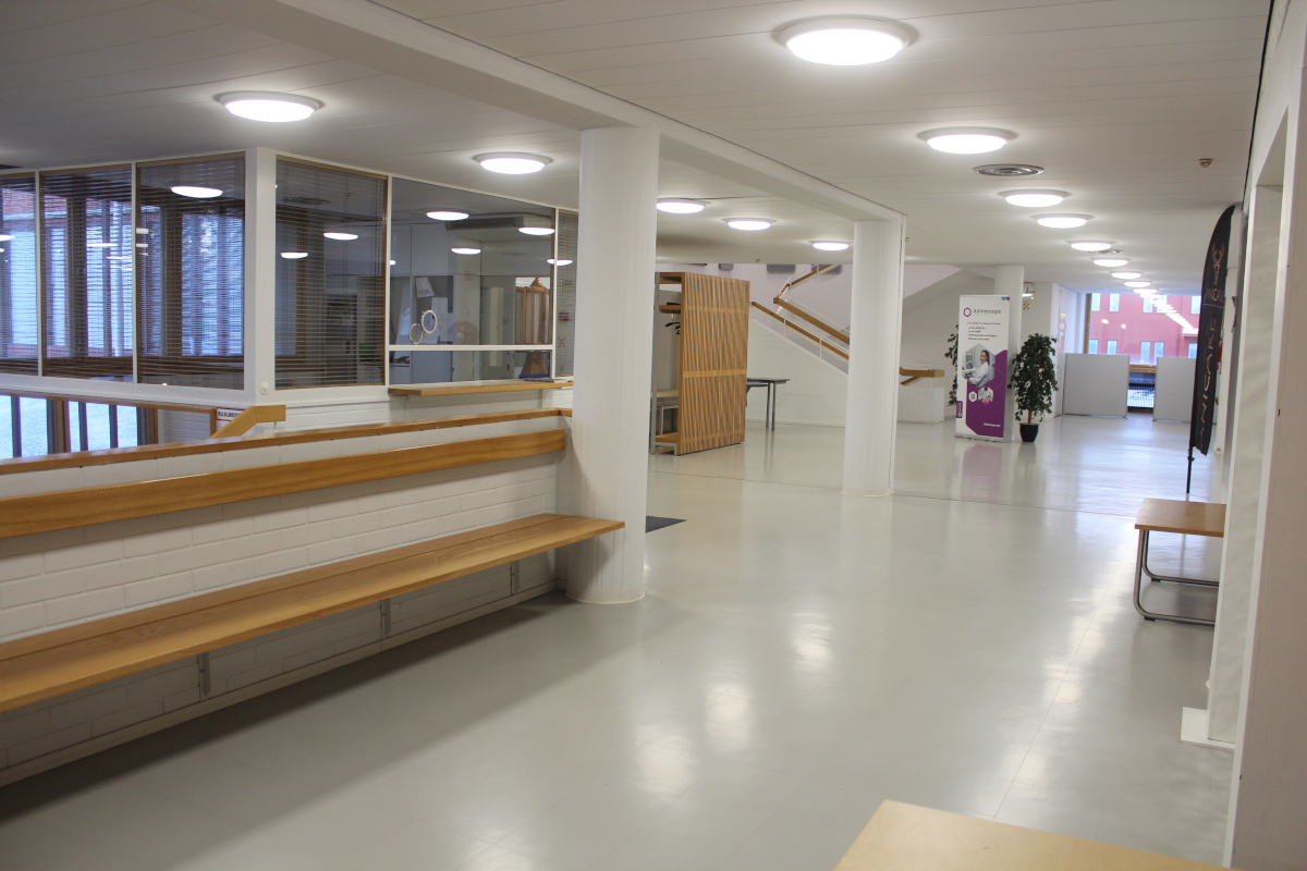 Aula Typpiparkin avara ja valoisa aula